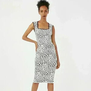 BCBGMAXAZRIA Ladies Night Out Ruby Leopard Bodycon Cocktail Dress White NWT sz S